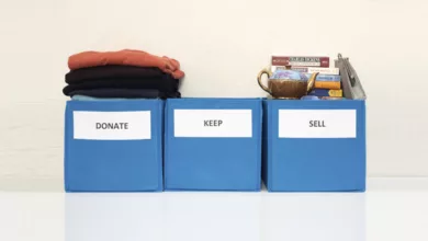 The Benefits of Decluttering Your Space 8 Decluttering Donate, Keep and Sell Boxes