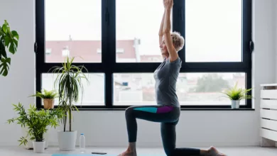 5 Different Types of Yoga and Their Benefits 11 Active senior woman practicing different types of yoga