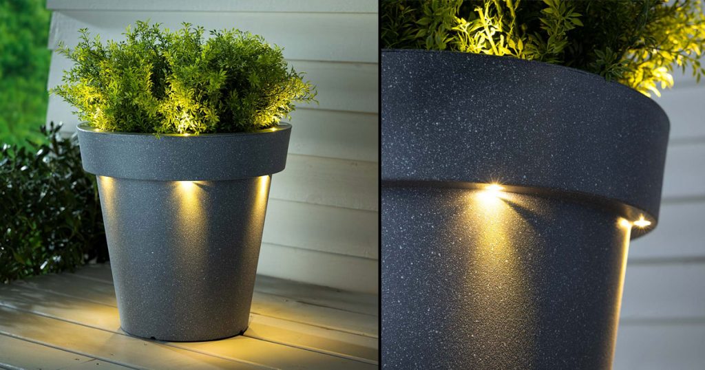 illuminated solar light led planter w