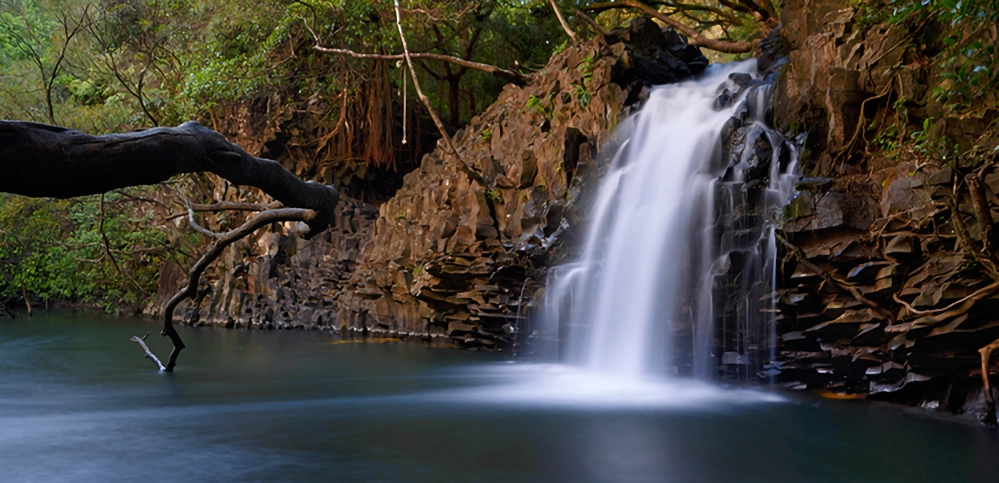 Twin Falls waterfall and swimming pool near the start of the Road to Hana