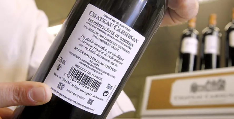 Wine Label on Back of Bottle