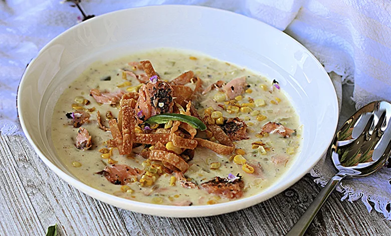 Salmon Jalapeño Corn Chowder Recipe 1 Evans recipe2 0125 780x470 1