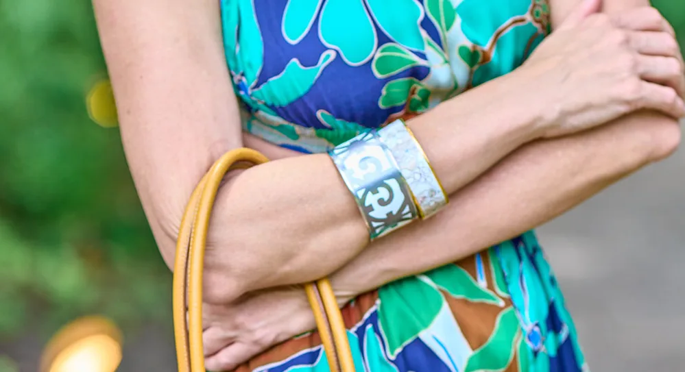 Clotheshorse Anonymous 3 Statement accessories and a bold floral summer dress from Dallas consignment boutique, Clotheshorse Anonymous.