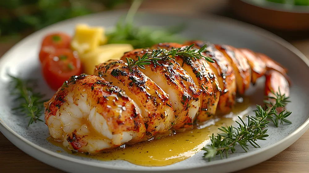 Why Lobster Became a Luxury 3 Lobster tail served in creamy butter sauce on a white plate—an elegant example of lobster as a luxury dish.
