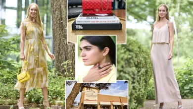 Clotheshorse Anonymous 1 A collage featuring stylish women in a camel dress, a bold floral print, and statement jewelry—plus a red Chanel bag and the exterior of Clotheshorse Anonymous, a Dallas consignment boutique for pre-loved designer fashion.