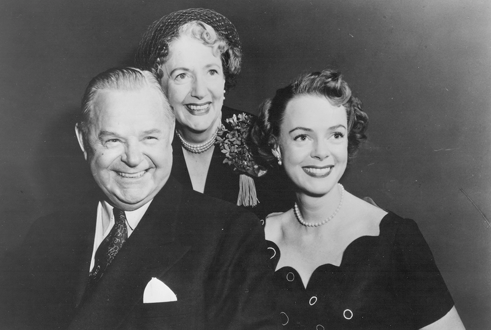 June Lockhart at 100 2 Black and white portrait of Gene Lockhart, Kathleen Lockhart, and young June Lockhart together as a family of actors