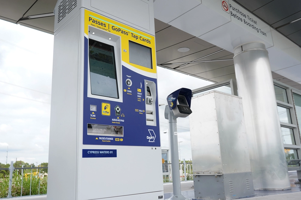 New DART Silver Line: The Easy Way to DFW Airport 4 DART GoPass ticket machine and tap card reader at Silver Line station for purchasing passes and fares