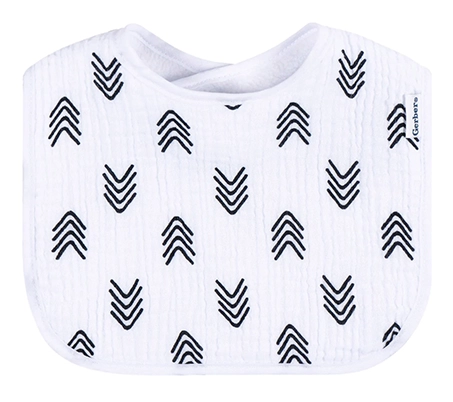 Gerber baby bib with geometric pattern showing feeding essentials for grandparents