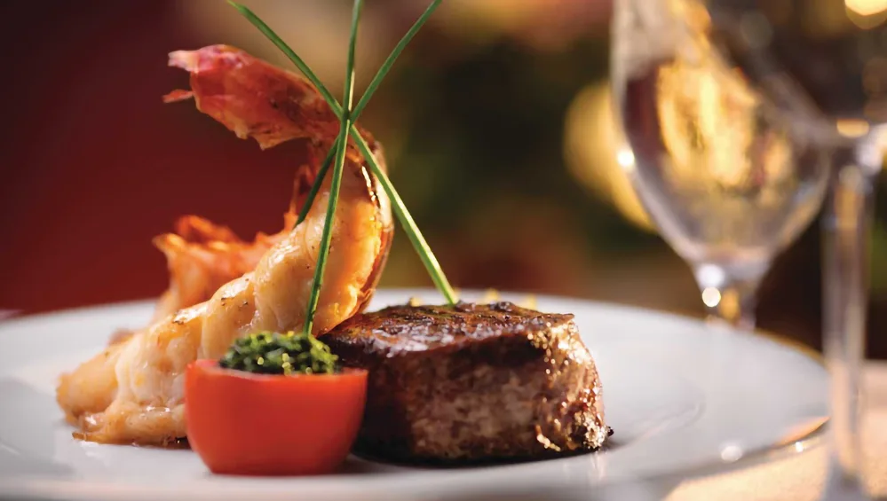 What is Specialty Dining on a Cruise? 2 Cagney’s Steakhouse on Norwegian Cruise Line Surf and Turf