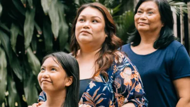 Three generations of women representing the evolving nature of parent-child relationships across time.