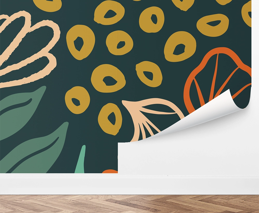 Peel and stick wallpaper corner lifting to show easy removal