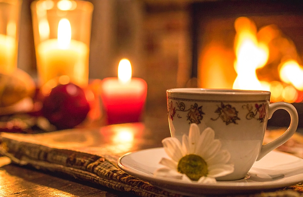 A comforting cup of tea, soft light, and a moment to exhale before bed. 